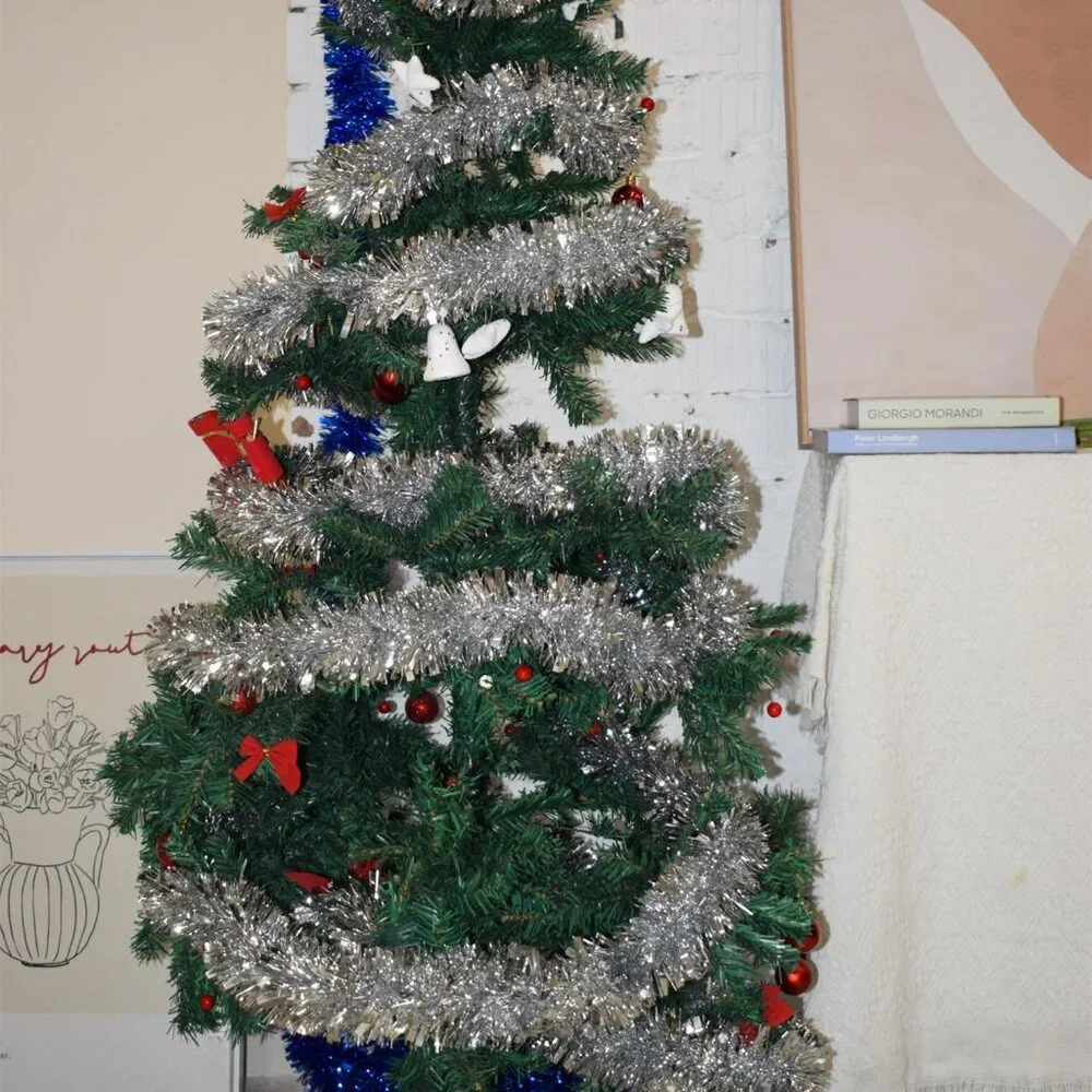 Durable 33FT Waterproof Christmas Tinsel Garland for Indoor & Outdoor Use